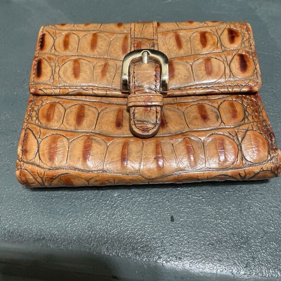Vintage Brahmin Wallet Croc Embossed Bifold with Coin Purse - Picture 1 of 11